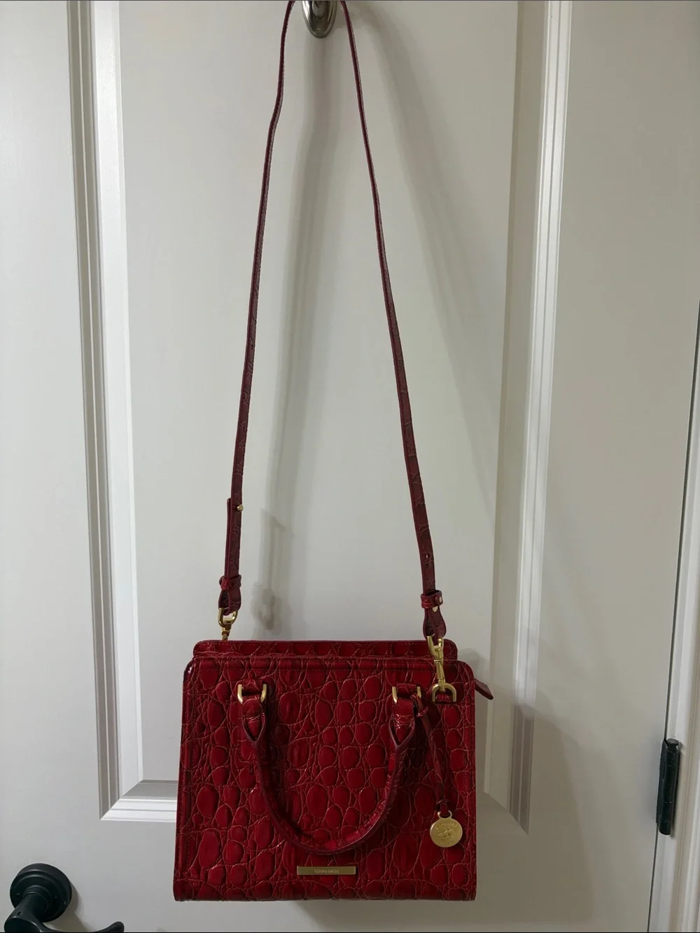 Brahmin Cami Sriracha-Vanderbilt Leather Satchel with Gold Hardware